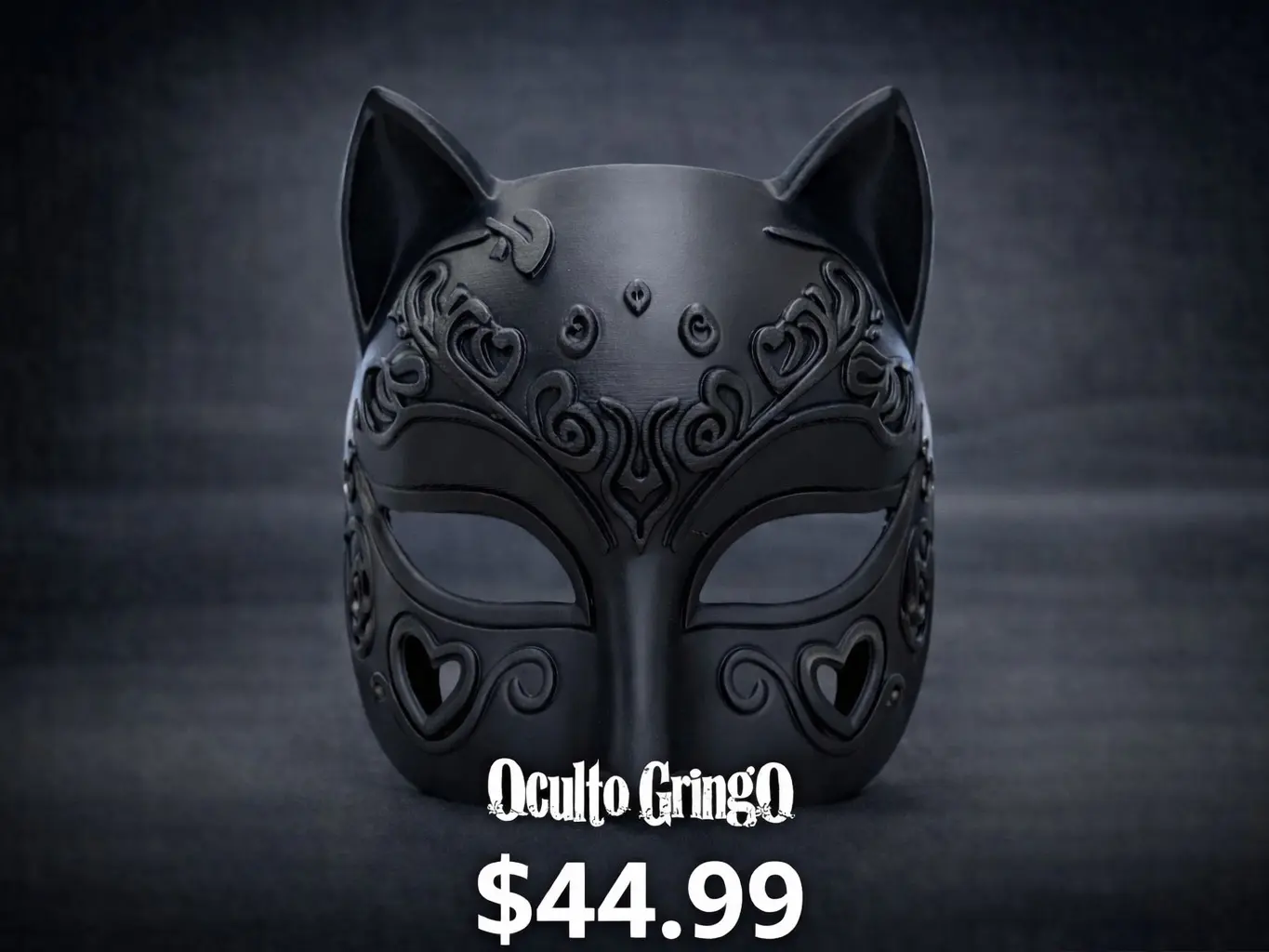 Gothic Cat Mask – Dark Venetian Feline Mask