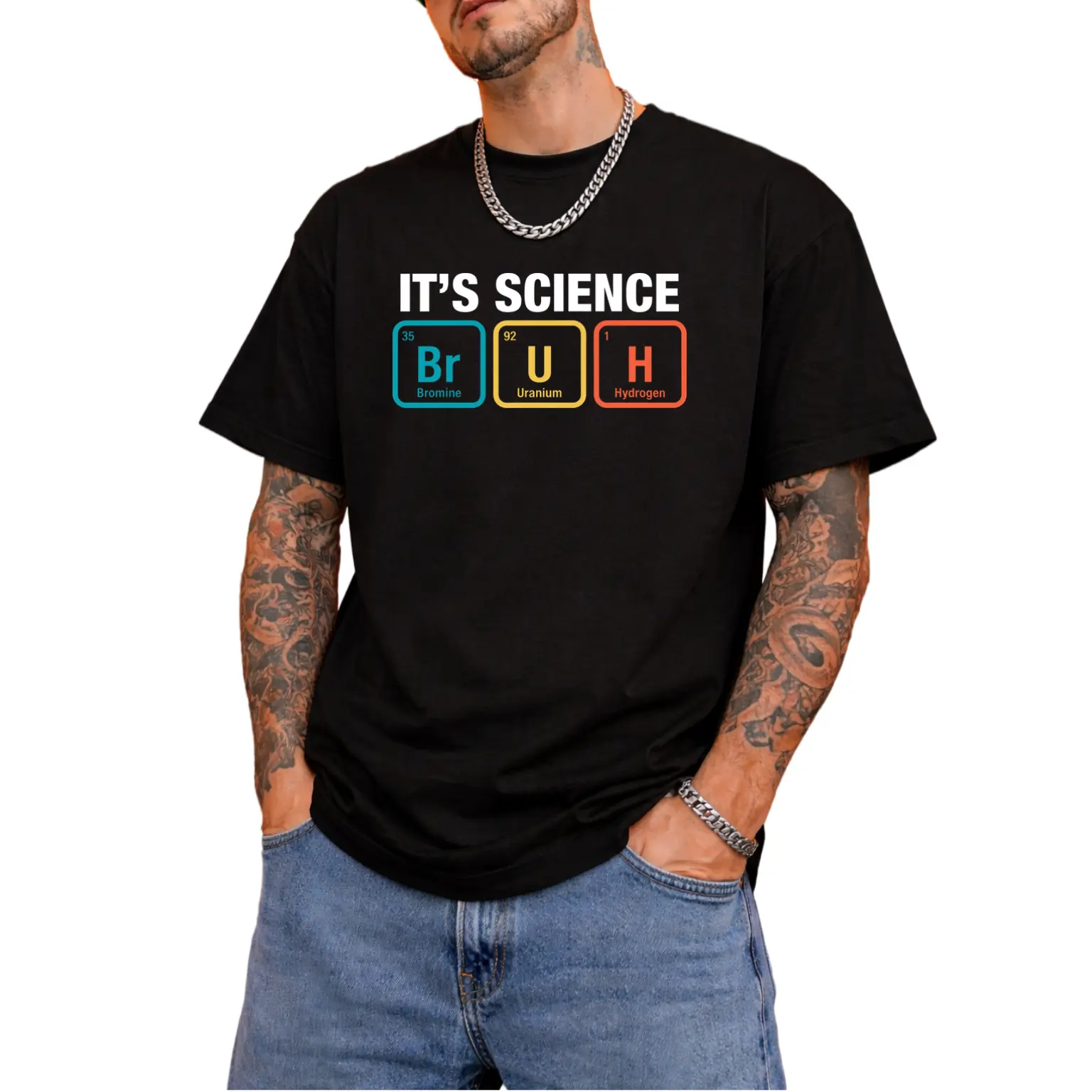 Periodic Table of Scientific Elements Funny Graphic T-Shirt Soft Breathable Short Sleeve Crew Neck Tops Teens 'It'S Science' Esin with Colorful Periodic Table Elements All Seasons Retro Casual Crew Neck Printed T-Shirt
