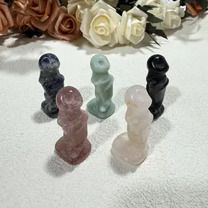 Ig Crystal Various Natural Crystal Skull Cartoon Ornaments Hand-Carved Crystal Ornaments Small And Exquisite Neat Outline With Mysterious Texture Can Be Used For Office And Living Space Display Creative Gifts-Any 5count