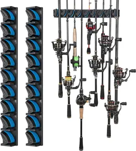 Fishing Rod Holder Wall Mounted 2 Pack, Vertical Fishing Rod Rack Organizer Holds Up to 18 Rods, Garage Fishing Gear Storage & Gifts for Men