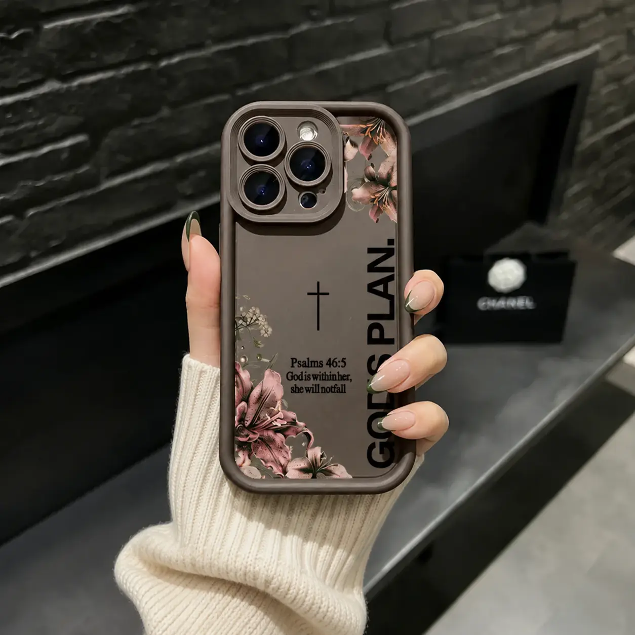 God's Plan Psalms 46:5 Lily Cross iPhone Case, Faith Floral Design Phone Case, Shockproof Durable Protective Case for iPhone 17 Pro Max/16/15 Plus/14/13/12/11/XR/XS & Galaxy S25/S24/S23/S22/S21