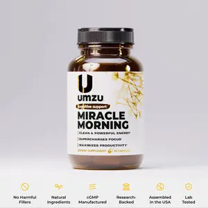 UMZU Miracle Morning – Daily Focus & Energy Support with Caffeine & Teacrine, 150mg Caffeine for Focus, Productivity & Mood, 60 Capsules Drinks Beverage