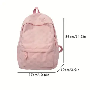 Durable Backpack Black Durable Women's Plaid Backpack |              Large capacity bag with adjustable shoulder strap and zipper closure, polyester lining, secure zipper closure suitable for university, work, daily use, fashion trend