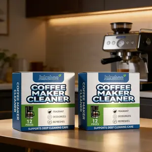 2-Pack Coffee Machine Cleaning Descaler Tablets (12pcs*2), Deep Cleans Internal Limescale & Residue, Stabilizes Water Flow, Easy Care Table,Daily Coffee Machine Care