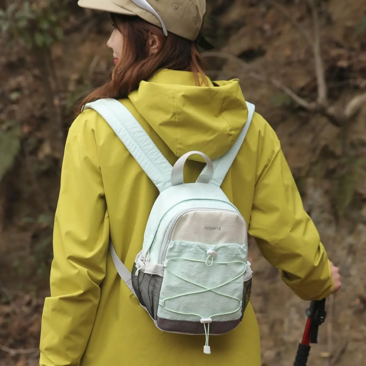 Women's Solid Mini Rucksack, Lightweight Multifunctional Sport Backpack for Outdoor Hiking, Travel, and Daily Use