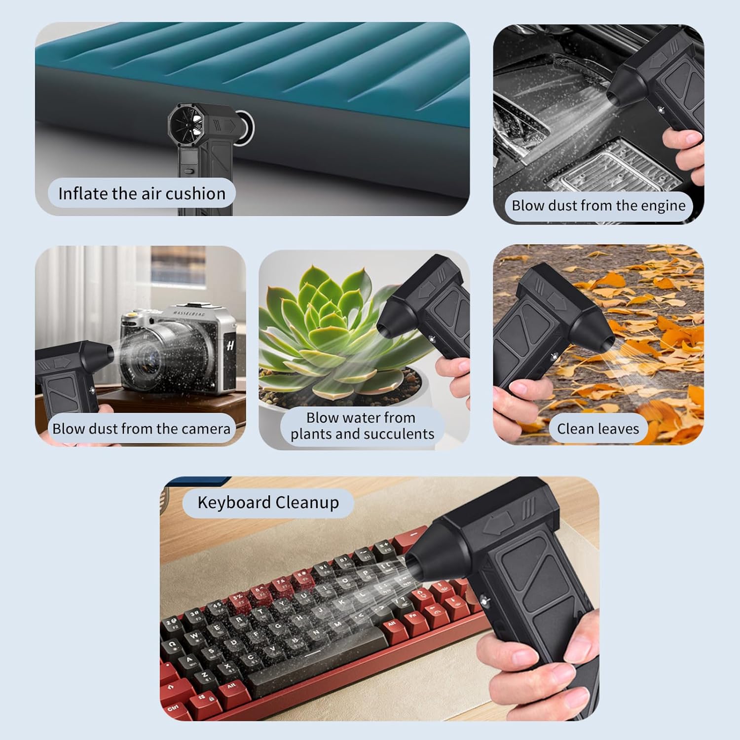 Electric Air Duster&Vacuum cleaner- Power Compressed Air, Variable Speed Canned Air with Fast Charging, Mini Dust Blower for Computer, Keyboard, House, Outdoor and Car