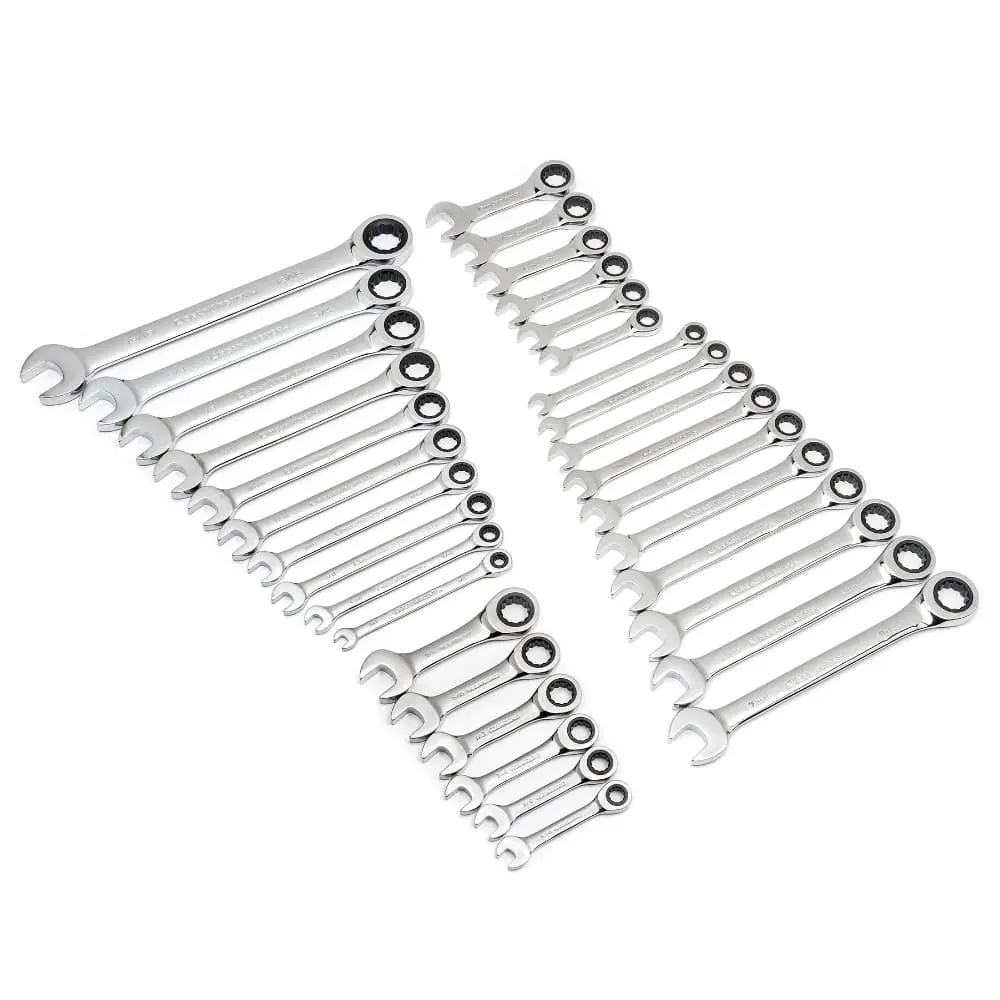 GearWrench 39327 SAE/Metric 72-Tooth Combination Ratcheting Wrench Tool Set (32-Piece)