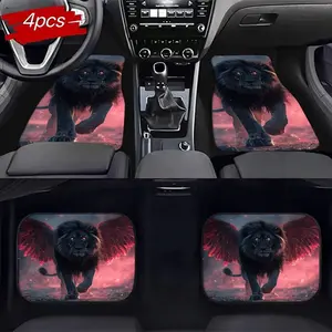 4pcs Car Mats with Creative Gorilla Pattern, Durable Non-Slip Interior Decor, Trendy Universal Floor Mats for Clean Cars, Car Interior Accessory