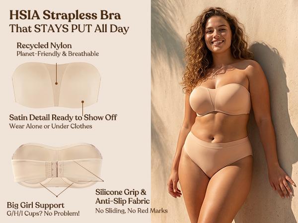 HSIA Fiery Unlined Anti-Slip Non-padded Seamless Comfort Underwire Plus Size Bandeau Strapless Bra for Big Bust Black Basic Bridal Minimalist TikTokShopBlackFriday SpringStatements