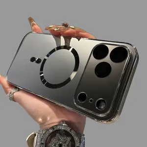 Shiny Magnetic Lens Protective Case for IP17pro/IP16/15pro/IP14pro Shockproof PC Material Screen Protector Casing Protection Cover Black Phone Case iPhone 16 Plus Cases