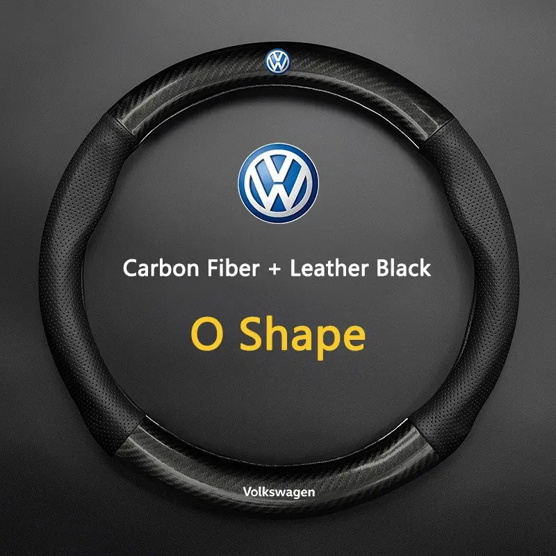 High Quality Car Anti-Slip Steering Wheel Cover Carbon Fiber Leather Booster Cover For VW GTI Scirocco Polo Passat Golf Tiguan Jetta T-ROC Beetle Auto Accessories