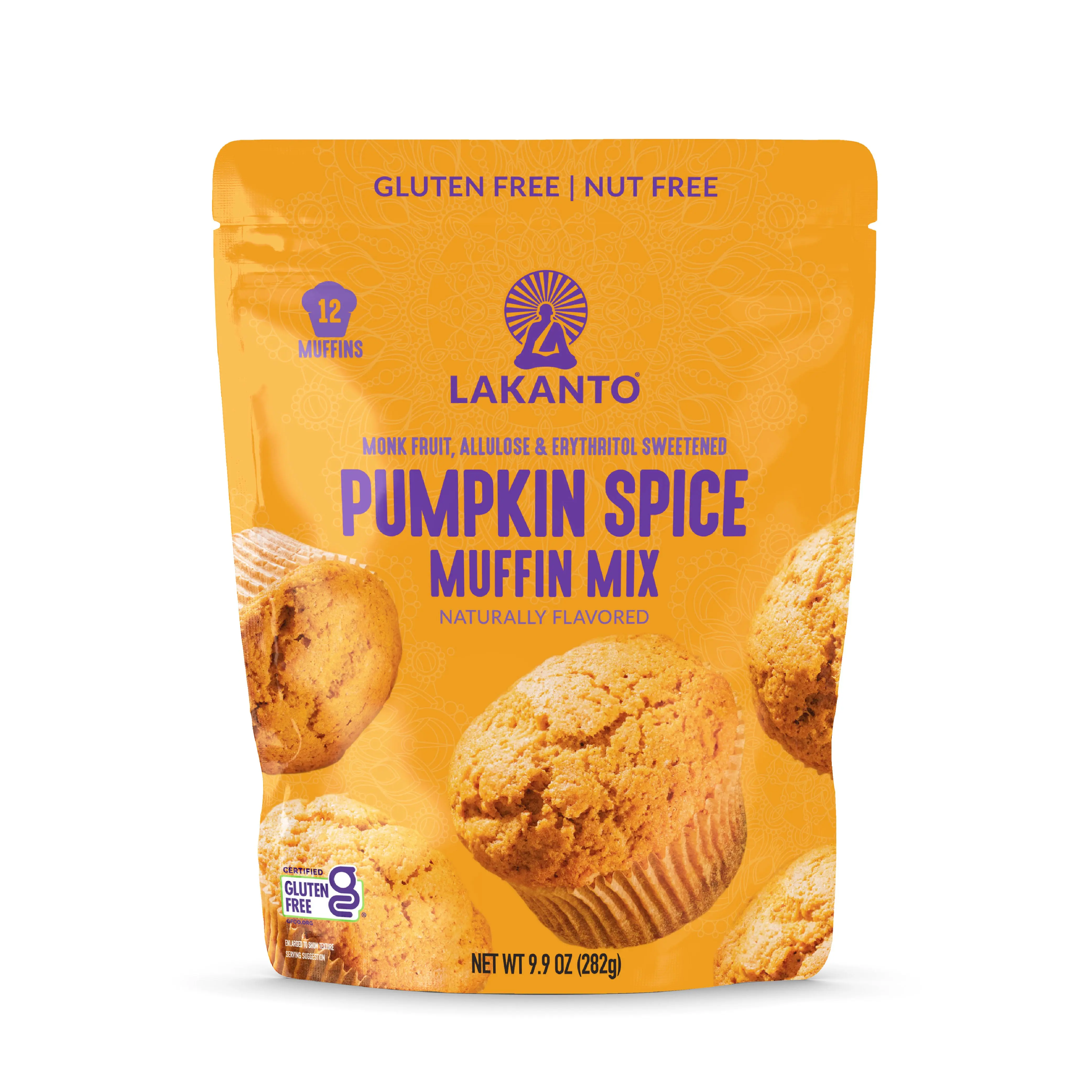 Lakanto Pumpkin Spice Muffin Mix - Sweetened with Monk Fruit, Allulose, Erythritol, Gluten Free, Nut Free, Fluffy, Great Tasting, Easy to Bake - Pumpkin Spice (9.9 Oz)