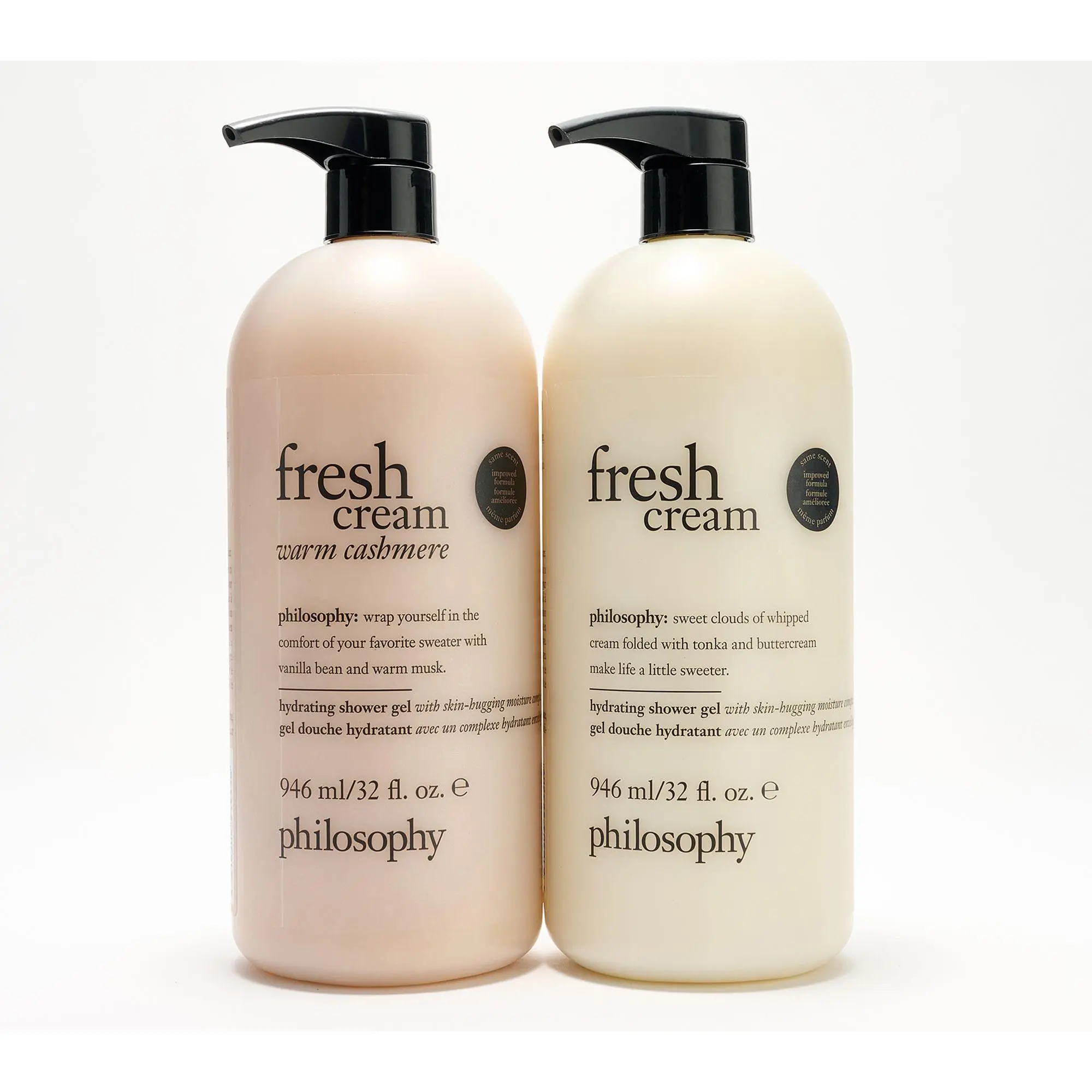 philosophy super-size fresh cream & warm cashmere shower gel duo
