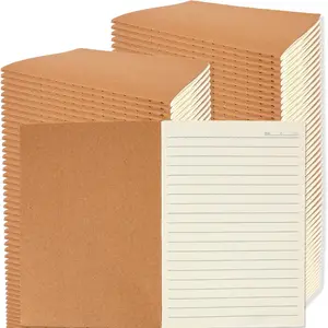 100 A5 Kraft Paper Notebooks Lined Kraft Journals Notebook Bulk for Students Teachers Doctors Office Writing Sketch Notepad Supplies, 60 Pages 30 Sheets