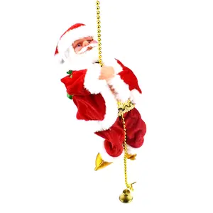 Santa Claus Climbing Beads Battery Operated Electric Climb up and down Climbing Santa with Light Music Christmas Decor Ornament Tooarts