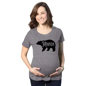 Maternity Mama Bear Funny Pregnancy T shirt Novelty Gift for Mom Mothers Day Funny Graphic Maternity Tee Cute Pregnancy Tees With Plus Sizes Pregnant Mother's Day Maternity Wear Funny Animal Short Sleeve Dark Grey