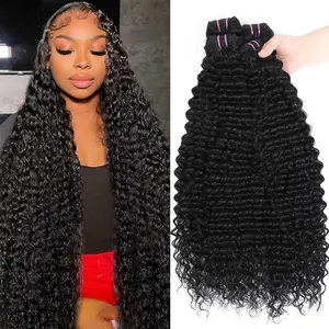 [NEW IN] Hugsun 15A Raw Human Hair Bundles Deep Wave Bundles Human Hair, Triple Lifespan Indian Virgin Hair, No Tangle Shedding, Multiple Washes Keep Texture Silky Soft dealsforyoudays