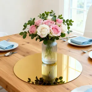 20pcs, 30cm circular acrylic mirror table mat, circular mirror base, suitable for desktop center decoration, DIY home decoration, wedding table decoration, Wedding Centerpieces, party candle decoration, mirror table decoration, party decoration