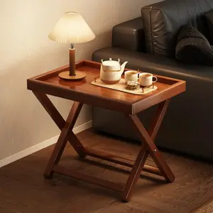 Home folding table, portable living room sofa, high-end and luxurious design side table, antique-style storage small coffee table