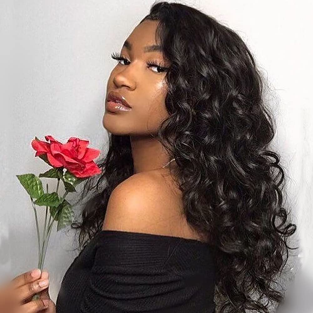 13x4 Black Deep Wave Lace Front Wigs Human Hair Hair HD Transparent Lace Frontal Human Hair Wigs 180% Density For Black Women