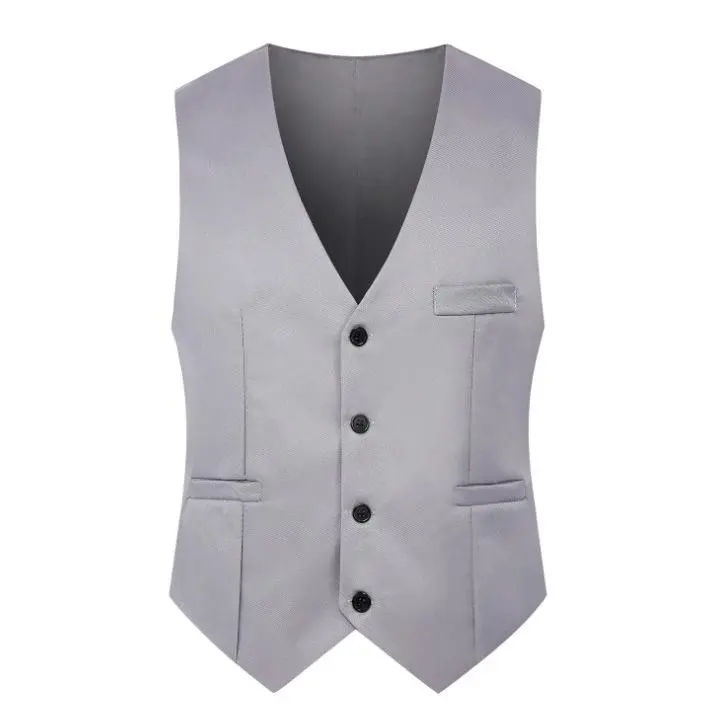 Cross-Border Foreign Trade Korean Version Slim Fit Suit Vest Men's Business Professional Casual Waistcoat Performance Groomsman Costume Formal Wear Fabric Fashion Menswear Beige