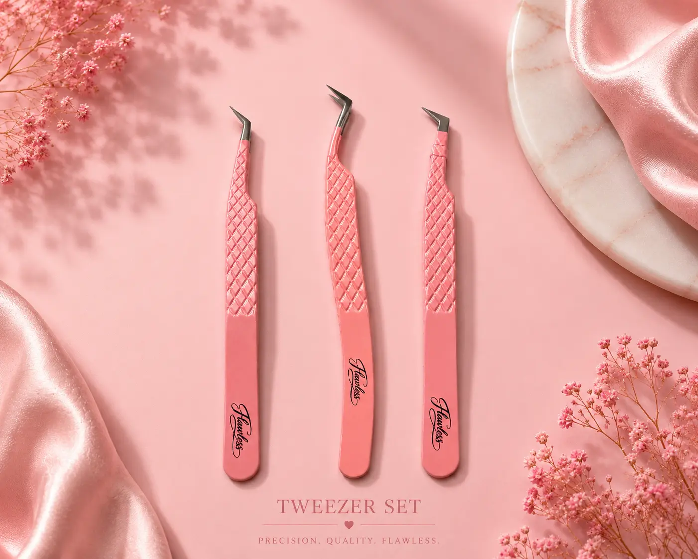 Durable Steel Tweezer Set - 3-Pack Lightweight Precision Tweezers with Non-Slip Grip, for Beauty Grooming Makeup Tools