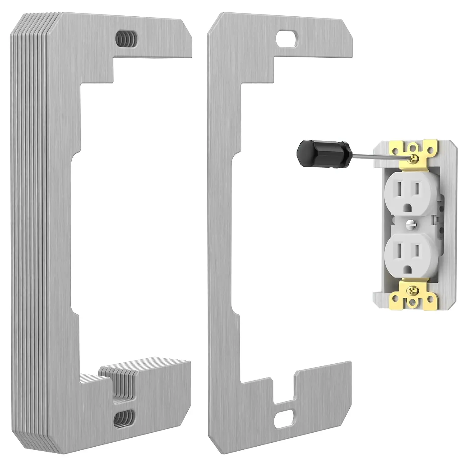 Fix Loose Outlets: Metal Electrical Outlet Spacers & Leveling Plates, Flush Fit Wall Plate Shims for Sunken Switch Box, Receptacle Repair Kit for Home & Drywall (5/10/20 Pack)