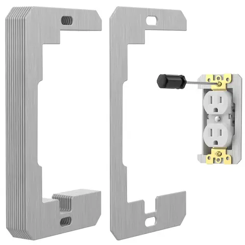 Galvanized Steel Electrical Outlet Spacers & Leveling Plates - Receptacle Repair Kit for Loose, Sunken Switch Boxes, Flush Fit Wall Plate Shims for Home Drywall (5/10/20 Pack) with Secure Fixation