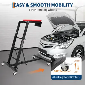 Professional Topside Automotive Engine Creeper – Heavy Duty 400 lb Capacity, Adjustable Height 45-66", Padded Deck, 4 Locking Swivel Casters, Tool Pouch – Rolling Mechanic Repair Stool for Garage, Workshop, Car & Truck Maintenance