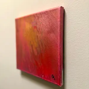 Crimson Glow Original Acrylic Pour Canvas One of One Unique Artwork for Home Decor
