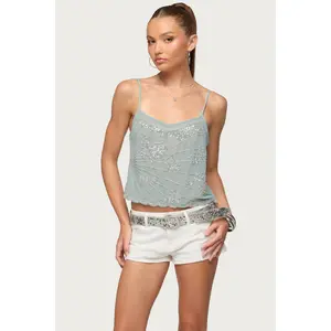 Bead & Sequin Chiffon Tank Top