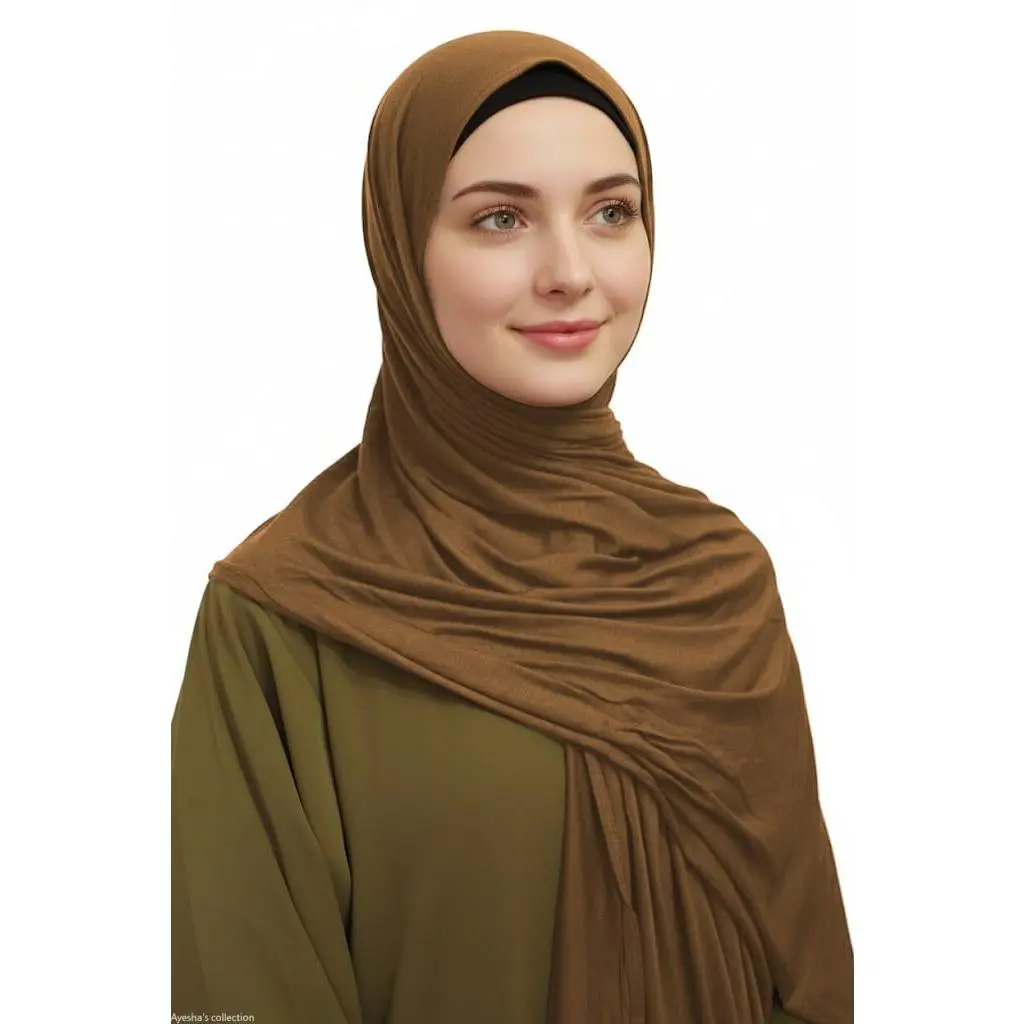 Premium Quality Cotton Jersey Hijab / Shawl | Brown
