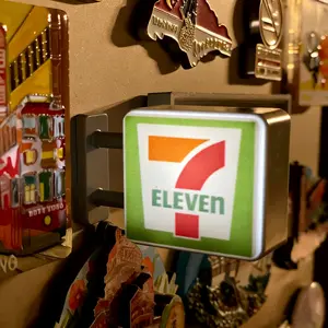 Mini Mart Store Sign Light-Up Fridge Magnet | Square Classic Style / Rectangle Storefront Style | Magnetic Display Deco