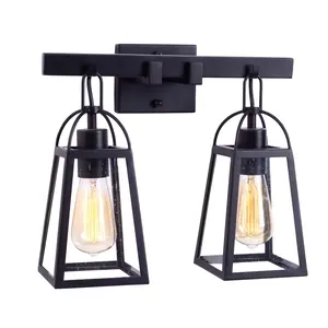 Rustic Farmhouse Vanity 2 Light with Seedy Glass Bath Light