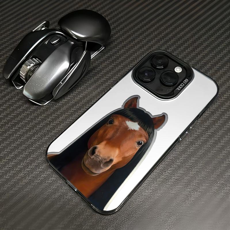Hilarious Horse With Long Hair Print Phone Case Durable Hard Acrylic Back Case With An Anti-Yellowing Coating, Made From High-Quality Designed For Reliable Drop Protection For Your Phone For iPhone 17.16.15.14.13.12.11.X.XS.XSMAX.XR.8.7