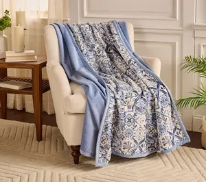 Home Reflections Reversible Rib & Plush 60x80 Printed Throw