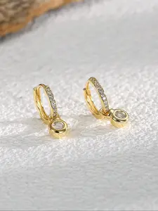 Artificial Zircon Decorated Hoop Earrings, Fashionable Earrings for Women, Trendy All-match & Exquisite Jewelry for Birthday Gift