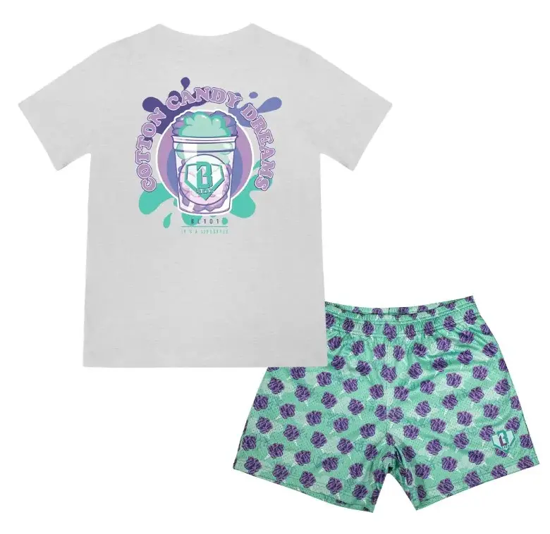 BL101 Home Run Sugar Tee & Mesh Shorts Set Galaxy Grape | Summer Baseball Outfit |