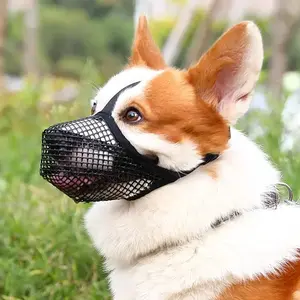 Mesh dog muzzle/cover — breathable, bite-resistant, reduces barking and excessive eating; anti-bark device for dogs, helps prevent disturbance; suitable for small dogs