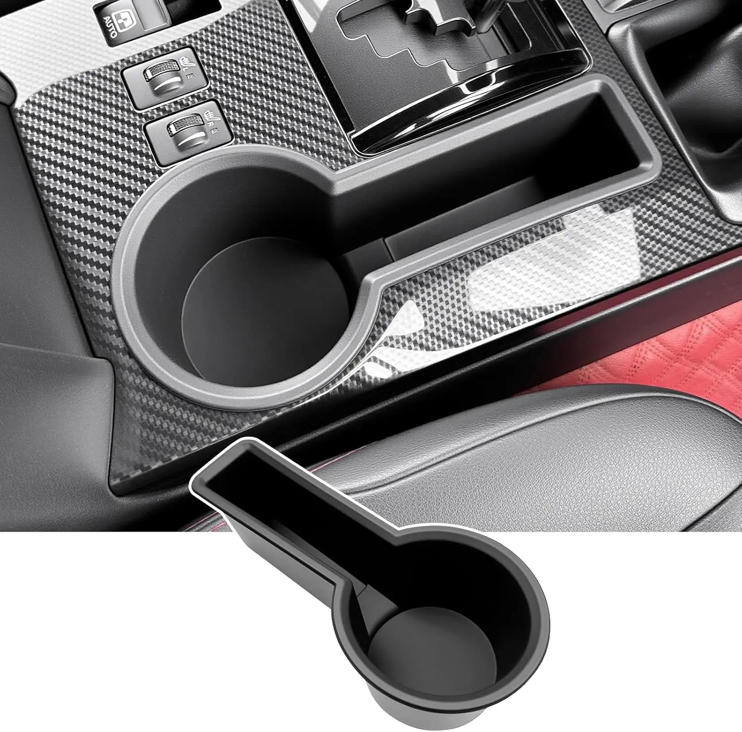 Upgrade Cup Holder Insert for 2014-2024 Toyota 4Runner Center Console Cupholder Coaster Liner Replaces Mat for 4 Runner Interior Accessories Black(Center Console Rear, 1PCS)Gift.