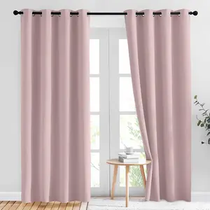 Victoria BLUSH Room Darkening Grommet Window Drapes Blackout Curtains Thermal Insulated 54W x 84L Energy Efficient Sleep Soother Noise Buffer Absolute Privacy Relax