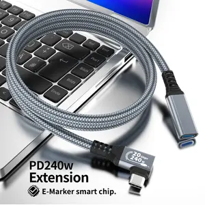 Usb3.2 Right Angle 90 Degree Extension Cable 3 Feet, USB C Male to Female, 20gbps Data Transfer, 240w Fast Charging, for Smartphone, iPhone 15 Pro Max, Macbook, Dell Xps