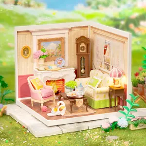 Rolife DIY Miniature Dollhouse Kit Super Store Series Plastic Building Blocks Kits Mini Dollhouse Craft Hobby Kids Playhouse Pretend Play Set（ Holiday Tea Time）)