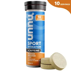 Nuun Sport + Caffeine Electrolyte Hydration Sports Drink Water Enhancer Mix Tablets, Mango Orange, 10 Count Tube