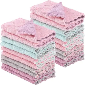 20 Pack Kitchen Dish Cloths Dish Towels,Super Absorbent Coral Fleece Cloth, Premium Dishcloths Cleaning Cleaning