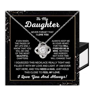 To My Daughter Necklace From Dad, Daughter, Mother Daughter Necklace, Daughter Necklace, Love Knot, Sentimental Daughter From Father, Daughter #478, White Love Knot Necklace Christmas Gifts, Jewelry Gifts, Birthday Gifts