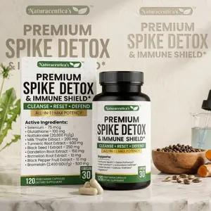 Naturaceutica Spike Detox & Immune Support – Nattokinase, Bromelain, Curcumin – Liver Cleanse, Blood Circulation & Antioxidant Supplement – 120 Capsules
