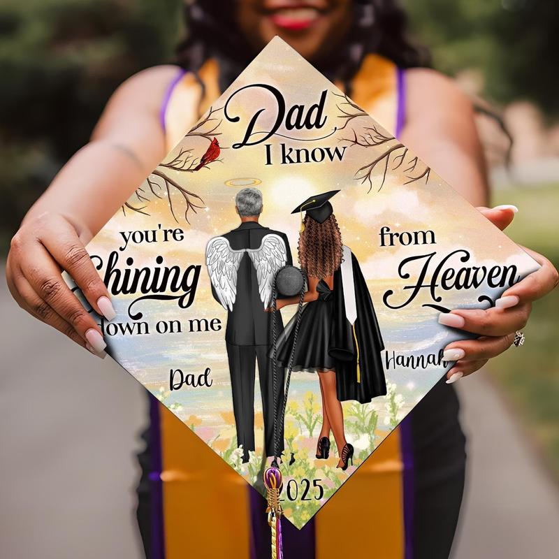 Custom Memorial Graduation Cap Topper, You are Shining Down On Me From Heaven Graduation Cap, Personalized Memories Graduation Cap Topper