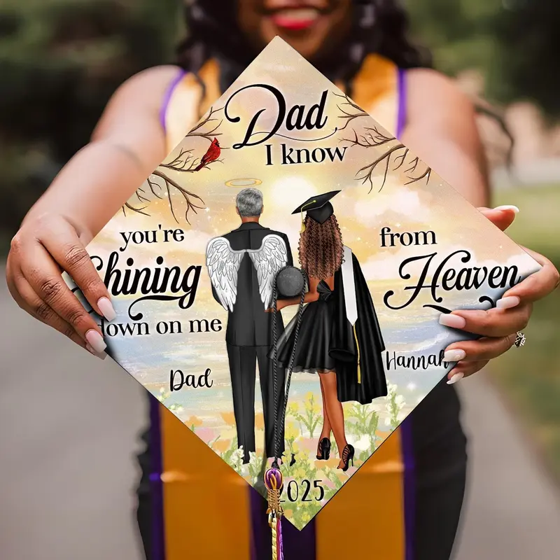 Custom Memorial Graduation Cap Topper, You are Shining Down On Me From Heaven Graduation Cap, Personalized Memories Graduation Cap Topper