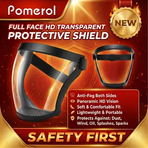 Transparent Visor - Adjustable Full-Face Protective Shield - Durable Plastic Safety Mask - Heat & Impact Resistant for Work, Kitchen, and Outdoor Use with Easy Drawstring Closure